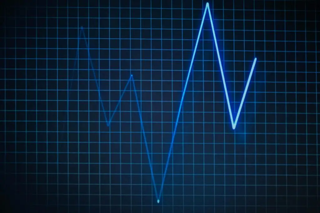 ECG graph on a grid background symbolizing heartbeat and medical data.